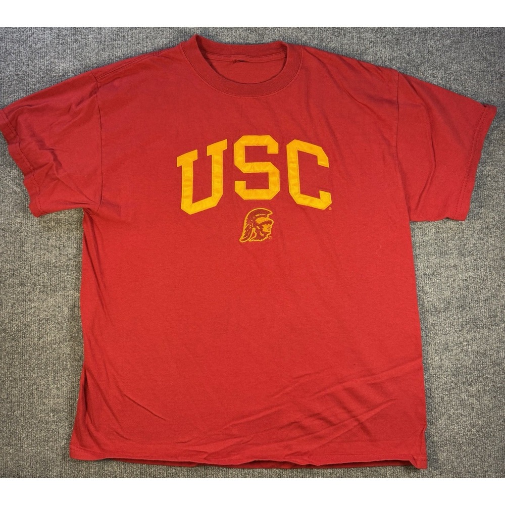 USC Trojans T Shirt Embroidered USC Logo Red Gold Vintage Y2K Men's XL
